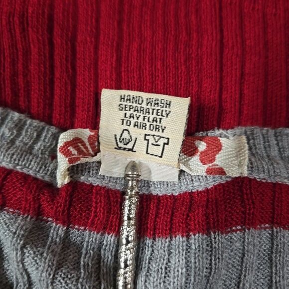 Y2K Layered Sweater Dress Tunic Top SzLg STRETCH Soft Henley Red Preppy 90s VTG - Picture 5 of 16